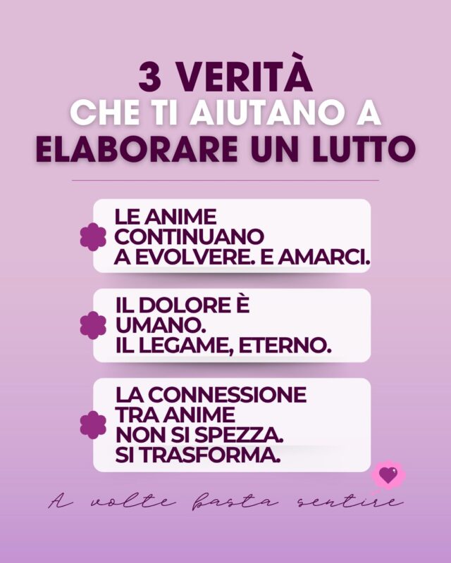 Ci sono dolori che il tempo non può aggiustare.
Ma ci sono speranze e verità che, piano piano, ci aiutano a respirare di nuovo.
Già, perché l’amore non finisce con l'ultimo respiro.
Le Anime dei nostri cari non ci lasciano: ci seguono, ci guidano, ci amano ancora.
E il legame con loro non si spezza. Si trasforma.
✨ Accade così che il dolore resta, ma si riempie di significato.
Nel tuo cammino non sei solo/a.
💖 Desideri vivere la tua esperienza medianica con me?
🌺 Contattami. 🌺
Prenota il tuo consulto.
__
#medium #sensitiva #medianità #anime #cielo
Sensitiva Lugano
Medium Lugano
Sensitiva Italia
Medium Italia