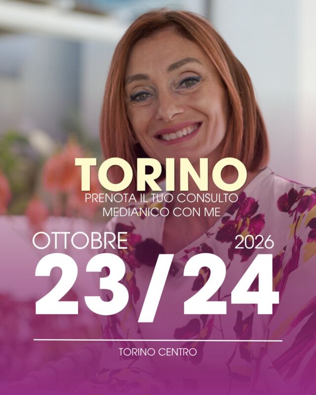 Sei di Torino e dintorni e vuoi vivere un evento medianico dal vivo con me? 🥰

Il 23 e il 24 ottobre sarò a Torino Centro, dove terrò dei consulti medianici personali.

👉 Prenota il tuo posto.
I posti disponibili sono in tutto 20.

📱+39 342 82 22 782
Sonia